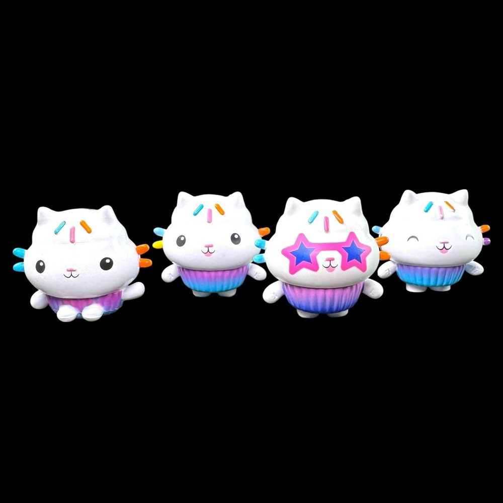DreamWorks Gabby's Dollhouse Cakey's Cupcake Cat 1.5" Figure Topper Lot Of 4